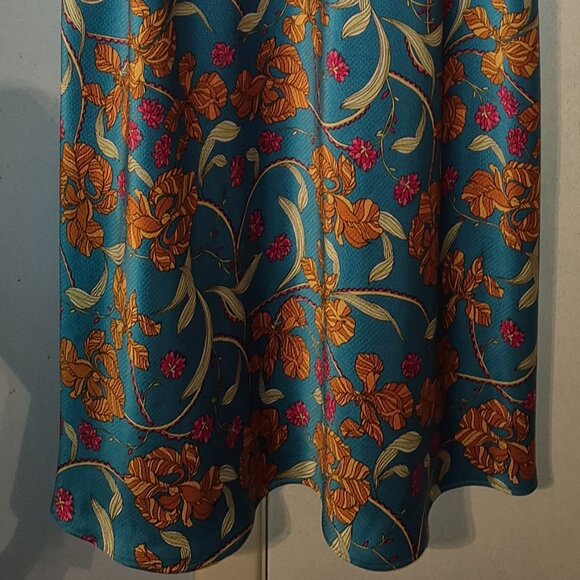Sofia Jeans Maxi Sundress Turquoise w/Floral Print Women's Plus Size XXXL NEW!! - Picture 3 of 3
